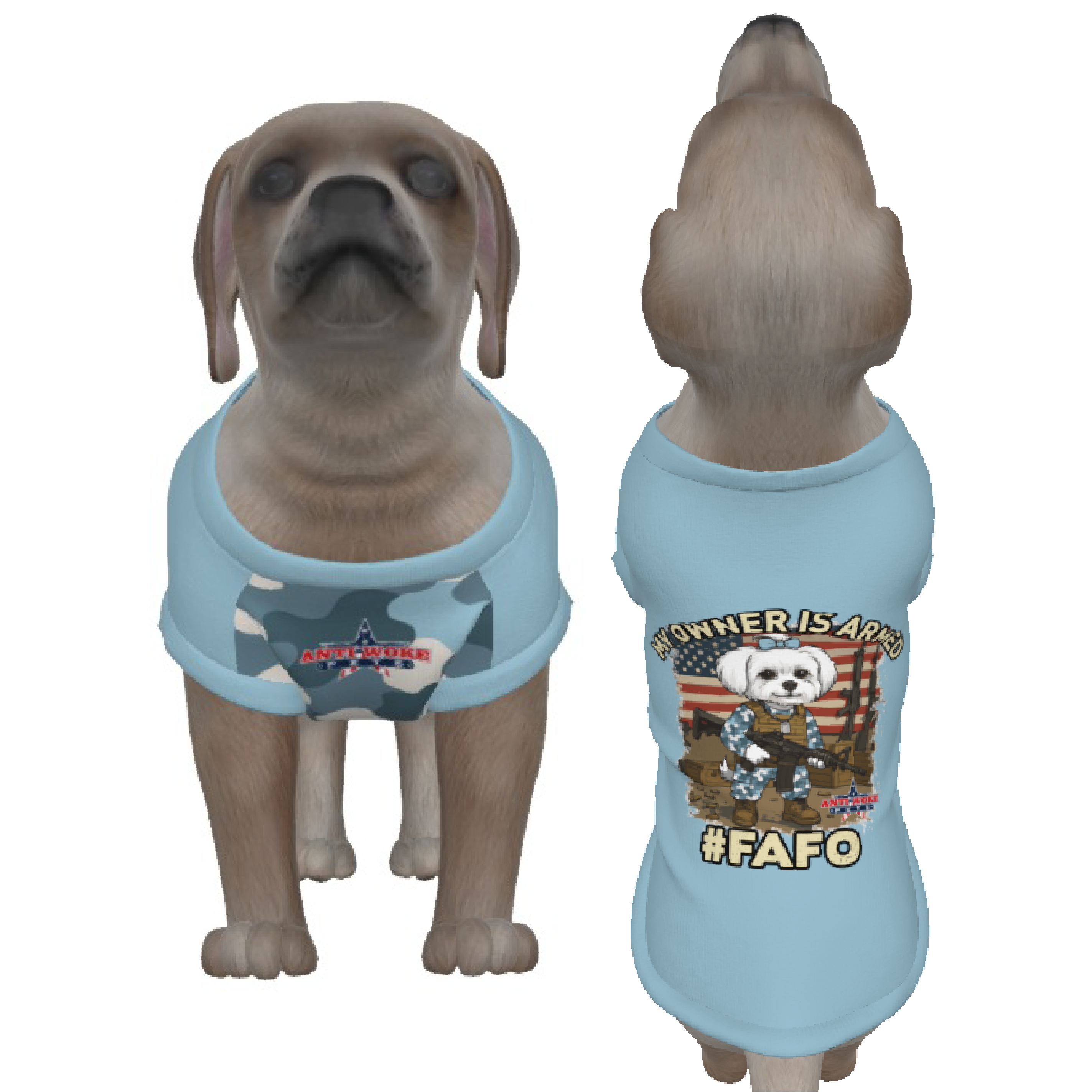 Maltese- White Dog- Baby Blue- Small Dog's Tank Top